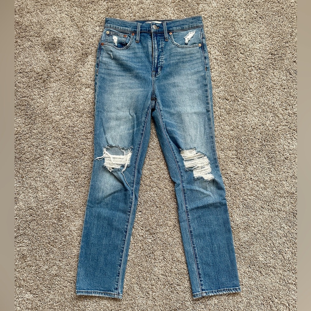 Madewell Perfect Vintage Jean in Denman distressed wash, size 25
